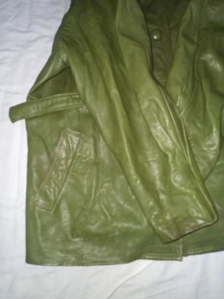 Chaqueta de piel vintage verde