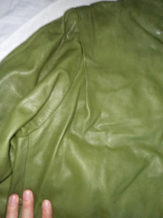 Chaqueta de piel vintage verde