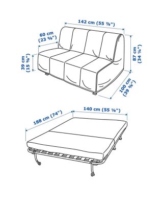 Sofá Cama IKEA LYCKSELE MURBO Naranja