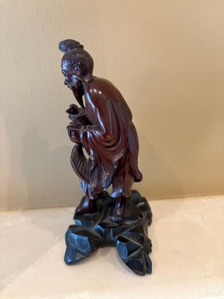 Figura antigua Pescador Chino - Madera palosanto