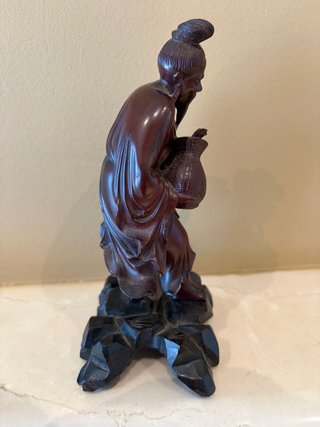 Figura antigua Pescador Chino - Madera palosanto
