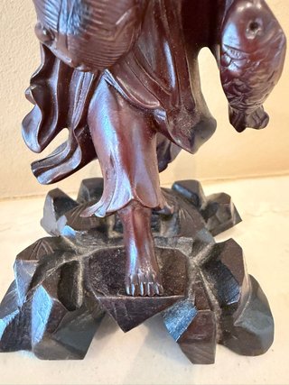 Figura antigua Pescador Chino - Madera palosanto