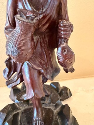 Figura antigua Pescador Chino - Madera palosanto
