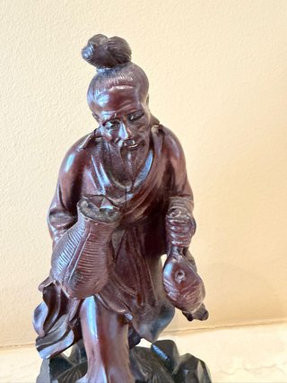 Figura antigua Pescador Chino - Madera palosanto
