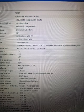 Portátil HP ProBook 470 G5 Negro