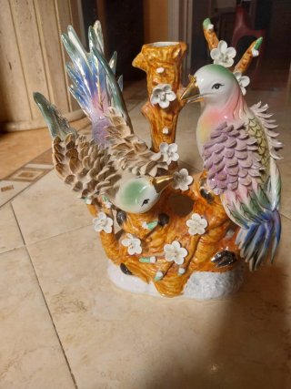 Figura de porcelana pájaros chinos