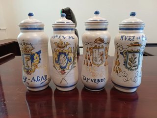 4 Albarelos Farmacia Cerámica Vintage