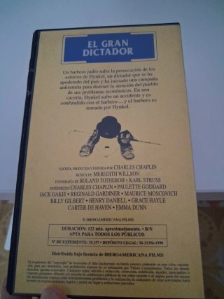 VHS El Gran Dictador Charlie Chaplin