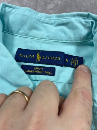 Camicia Ralph Lauren M Turchese Logo Rosa