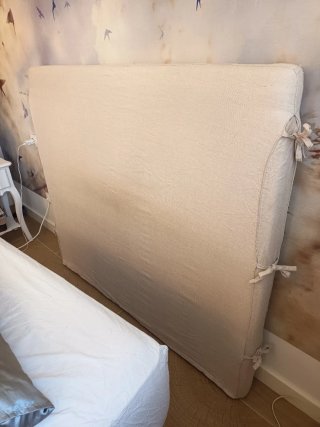 Pack cabecero tapizado y funda lino 140cm