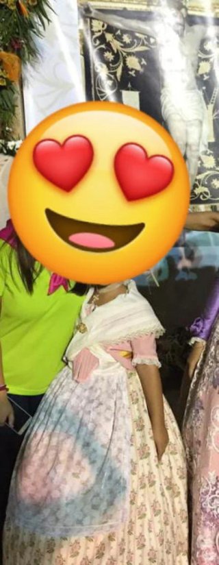 Traje fallera Conjunto falda y corpiño rosa y bla