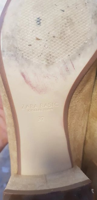 Zapatos Zara Basic Beige Puntera Negra Talla 38