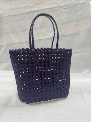 Bolso Capazo Tote Artesanal Morado Tejido