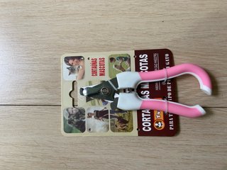 Cortauñas para mascotas rosa y blanco