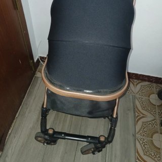 Carro de bebé negro y dorado