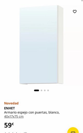 Armario espejo ENHET Ikea blanco 40x17x75cm