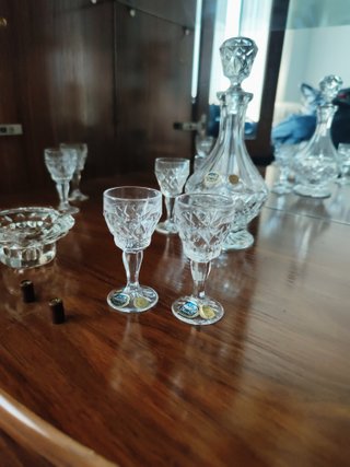 CRISTAL BOHEMIA SOFISTICADO LICORERA Y COPAS