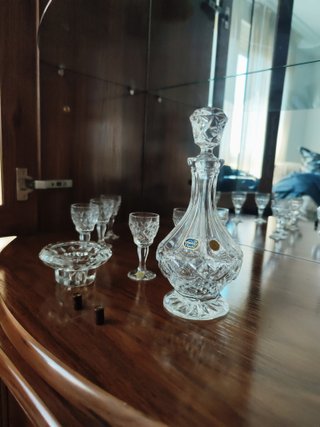 CRISTAL BOHEMIA SOFISTICADO LICORERA Y COPAS