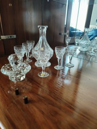 CRISTAL BOHEMIA SOFISTICADO LICORERA Y COPAS