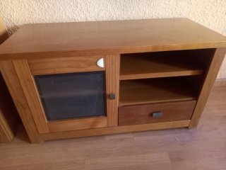 Mueble TV madera con puerta y cajón