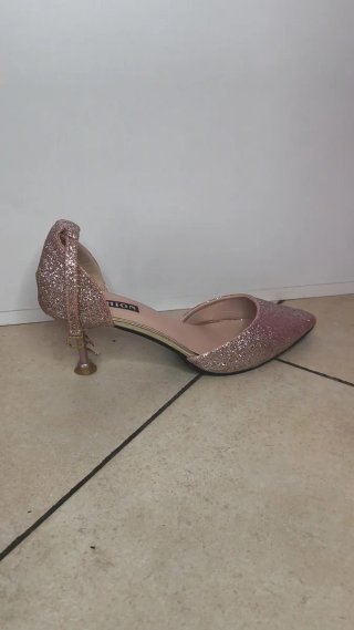 Eleganti scarpe décolleté rosa cipria glitter