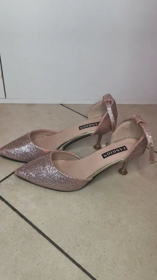 Eleganti scarpe décolleté rosa cipria glitter