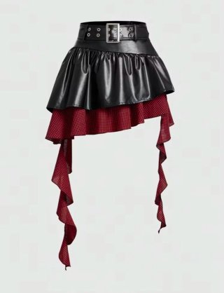 Falda punk nana anime pirata negra y roja