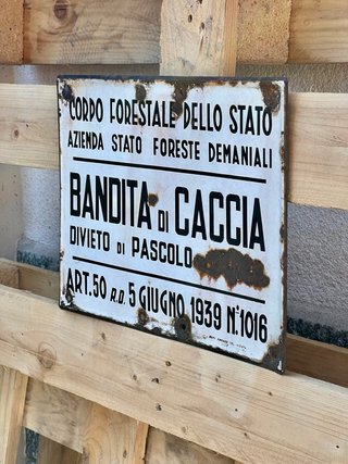Targa Smaltata Bandita di Caccia Vintage 1939
