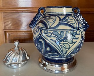 Orza cerámica plata pintada mano