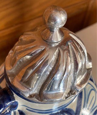 Orza cerámica plata pintada mano
