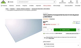 Plancha de plexiglás/vidrio plástico + cúter