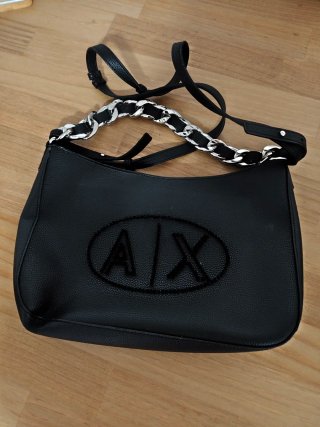 Bolso Armani Exchange Negro Cadena Plateada