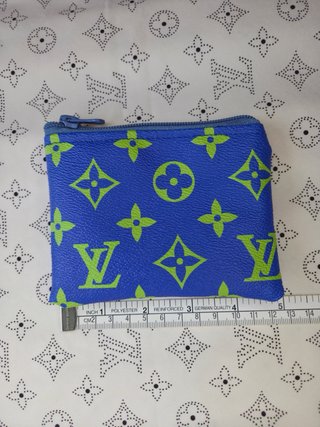Portamonete LV blu e verde con zip
