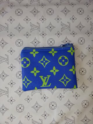 Portamonete LV blu e verde con zip