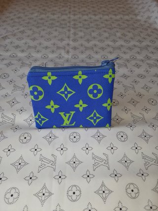Portamonete LV blu e verde con zip