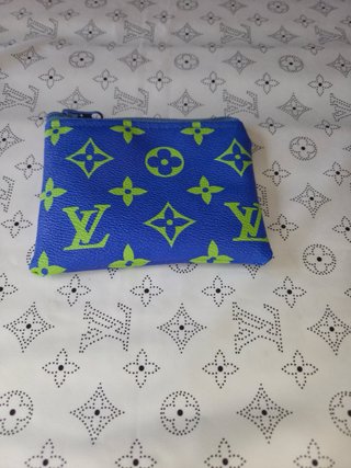 Portamonete LV blu e verde con zip