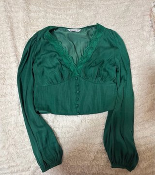 Blusa verde mujer manga larga