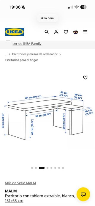 Escritorio con tablero extraíble 151x65cm