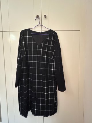 Vestido Couchel Negro Cuadros Talla L Plus