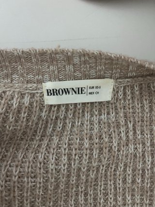 Jersey Brownie cuello pico rayas beige