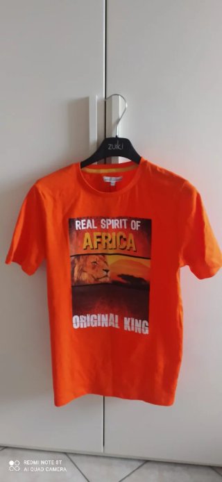 T-shirt ragazzo 13/14 anni stampa Africa arancio