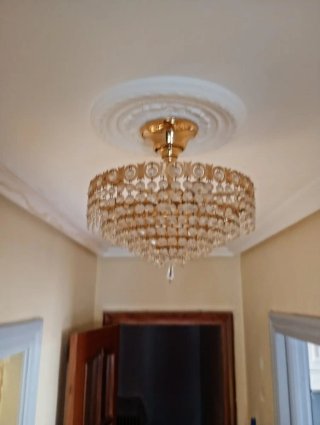 3 Lámparas de Cristal y Metal Doradas