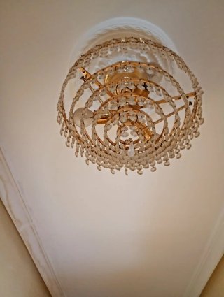 3 Lámparas de Cristal y Metal Doradas