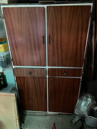 Mueble Alacena Madera y Metal Blanco