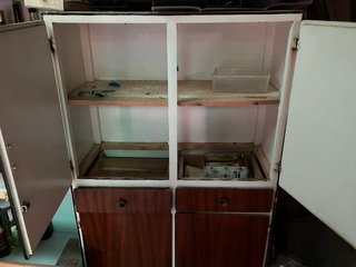 Mueble Alacena Madera y Metal Blanco