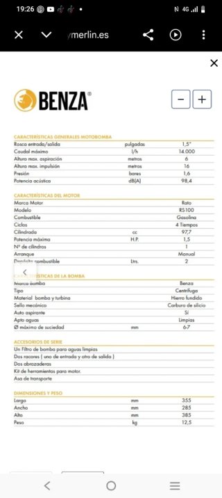 Motobomba Gasolina 4T 2CV - 1 Uso