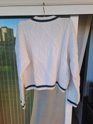 Jersey pico Subdued blanco y verde talla M