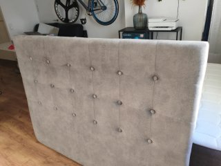 Cabecero tapizado de tela gris 160x120 cm