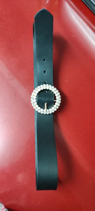 Cinturón negro hebilla perlas y pedrería 100cm