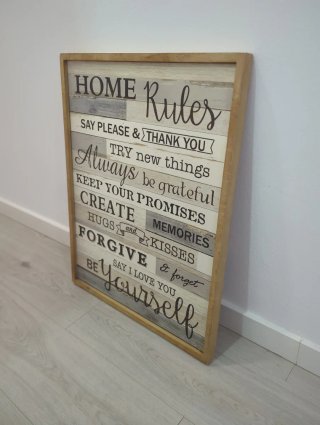 Cuadro Decorativo Home Rules Madera 49cm x 64cm